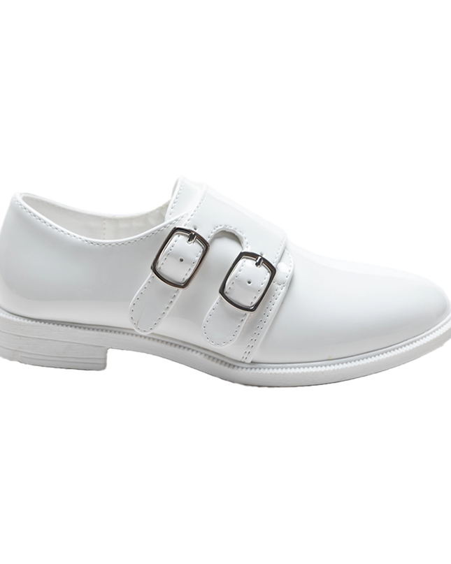 White Patent Buckle Loafers