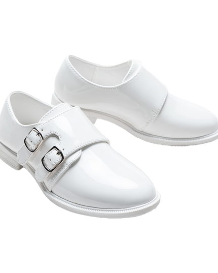 White Patent Buckle Loafers
