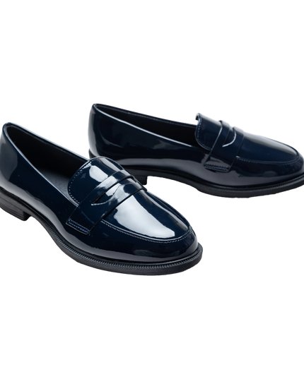 Navy Patent Penny Loafers