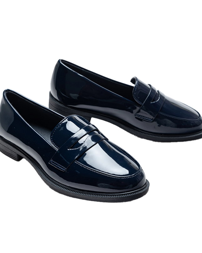 Navy Patent Penny Loafers