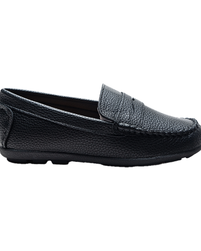Black Faux Leather Penny Loafers