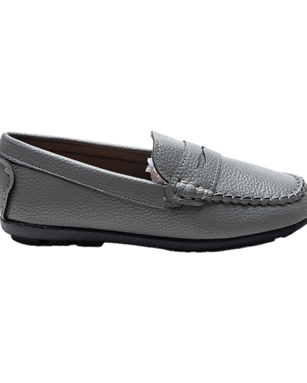 Gray Faux Leather Penny Loafers