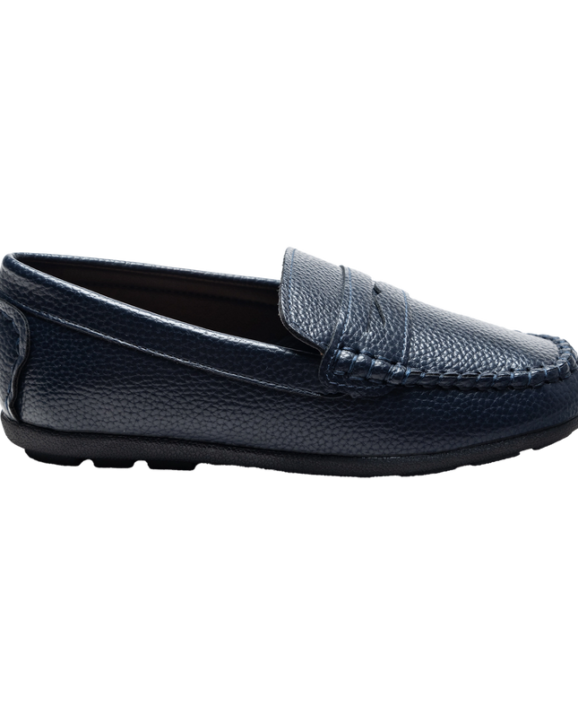 Navy Faux Leather Penny Loafers