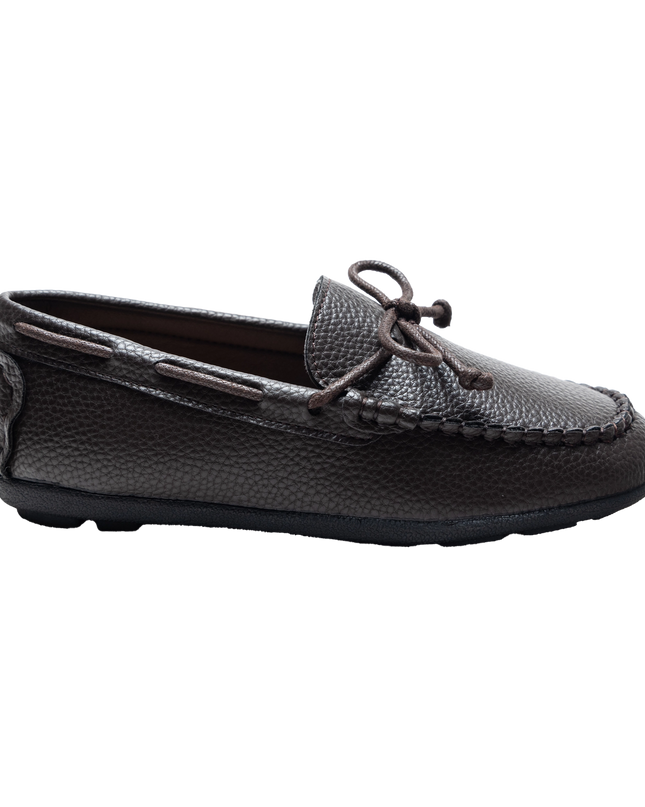 Mocha Faux Leather Laced Loafers