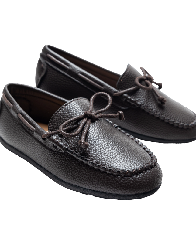 Mocha Faux Leather Laced Loafers
