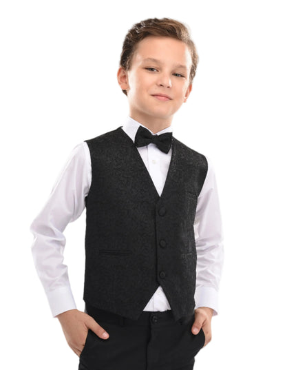 kids atelier moustache Black Nero Floral Vest Outfit Set