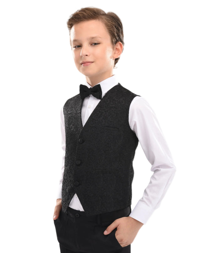 kids atelier moustache Black Nero Floral Vest Outfit Set