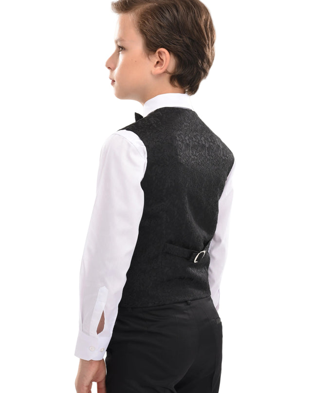 kids atelier moustache Black Nero Floral Vest Outfit Set