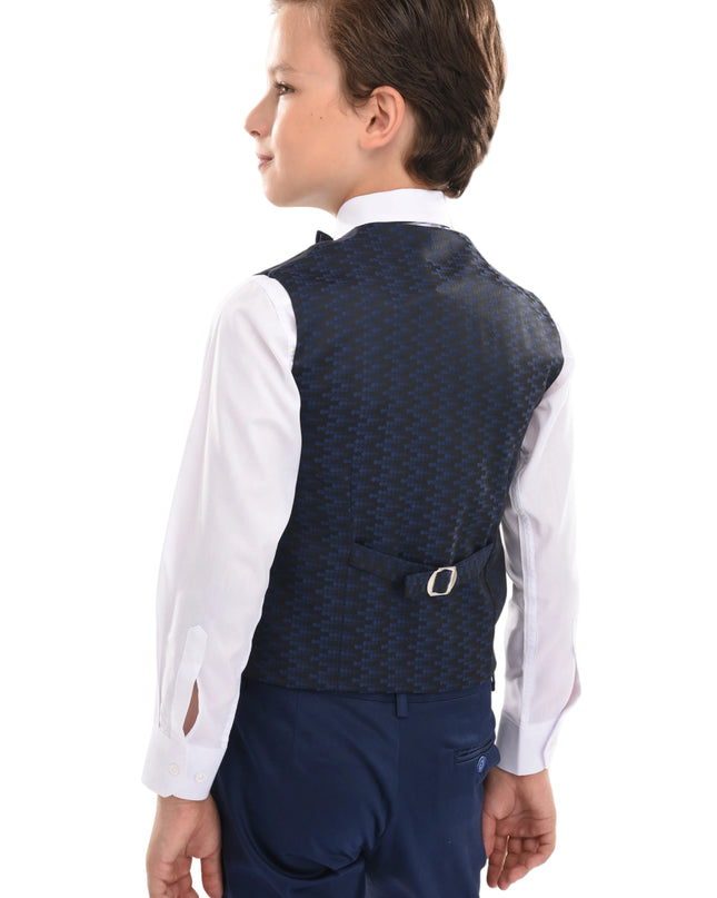 kids atelier moustache Blue Ezio Vest Outfit Set