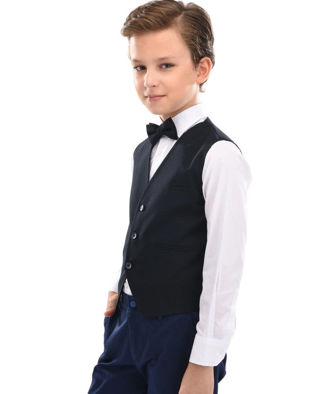 kids atelier moustache Navy Benito Vest Outfit Set