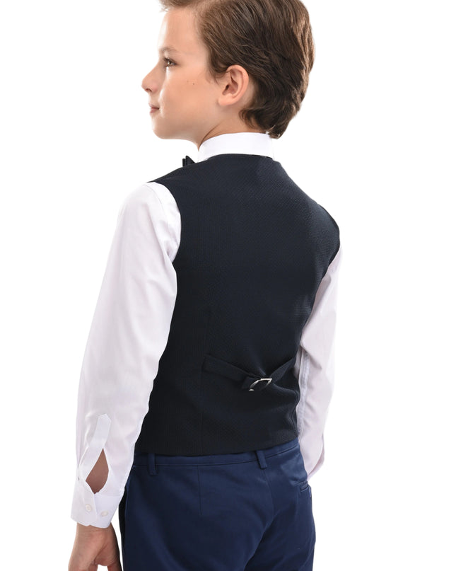 kids atelier moustache Navy Benito Vest Outfit Set