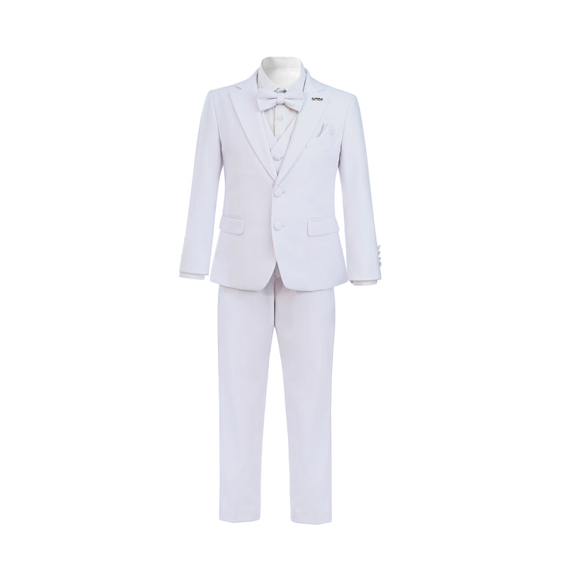 White Suit Peak Lapel Tuxedo Set