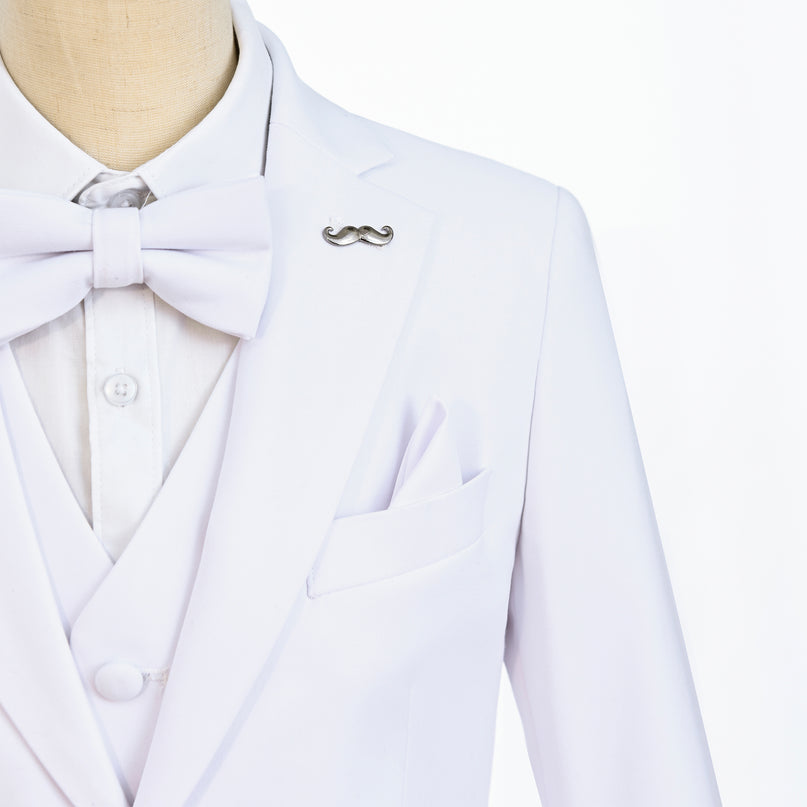 White Suit Peak Lapel Tuxedo Set