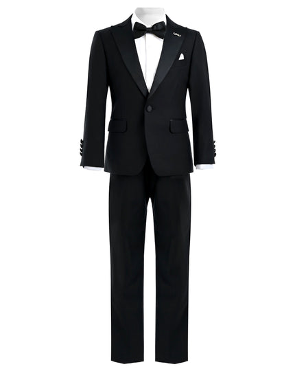 Black Peak Lapel Trim Wool Suit