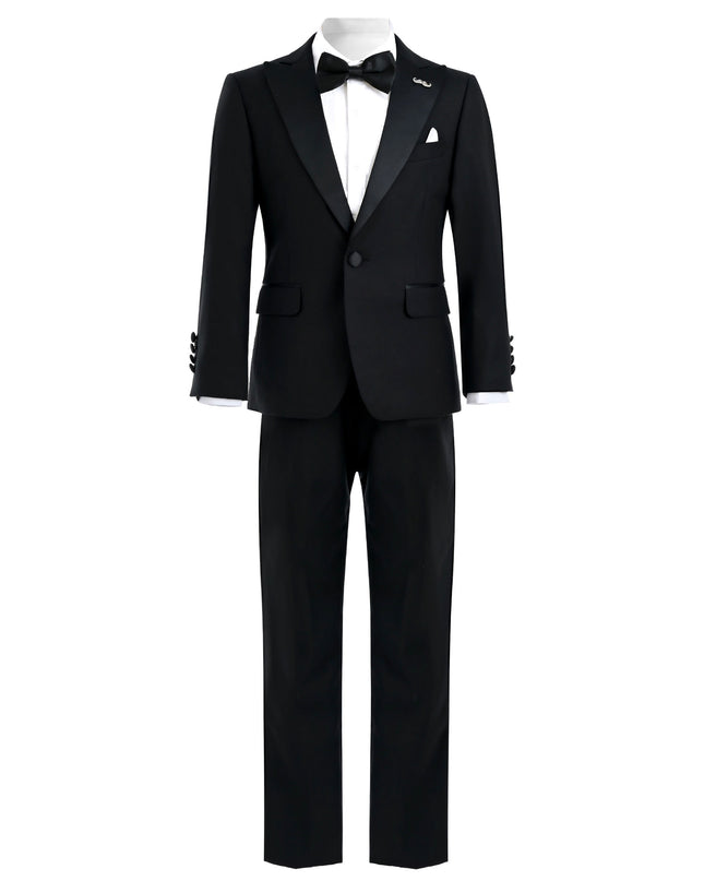 Black Peak Lapel Trim Wool Suit