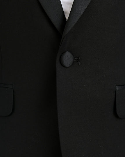 Black Peak Lapel Trim Wool Suit