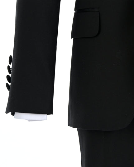 Black Peak Lapel Trim Wool Suit