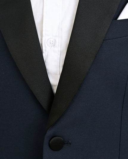 Navy Peak Lapel Trim Wool Suit