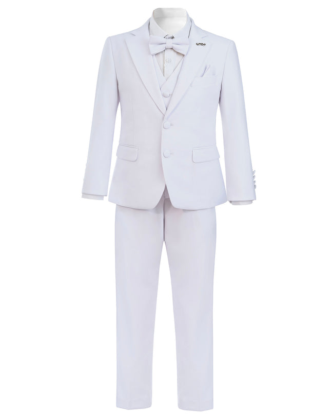 White Peak Lapel Trim Wool Suit