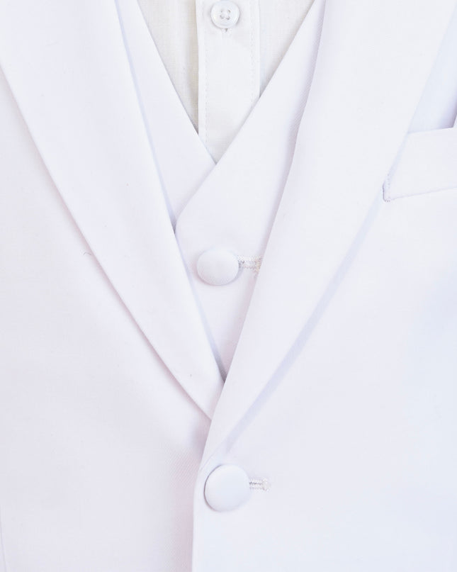 White Peak Lapel Trim Wool Suit