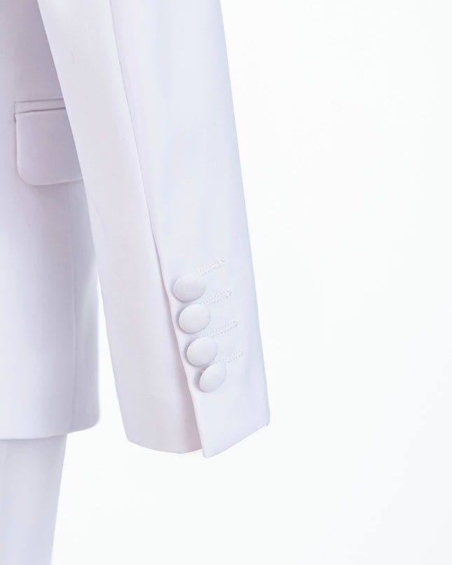 White Peak Lapel Trim Wool Suit