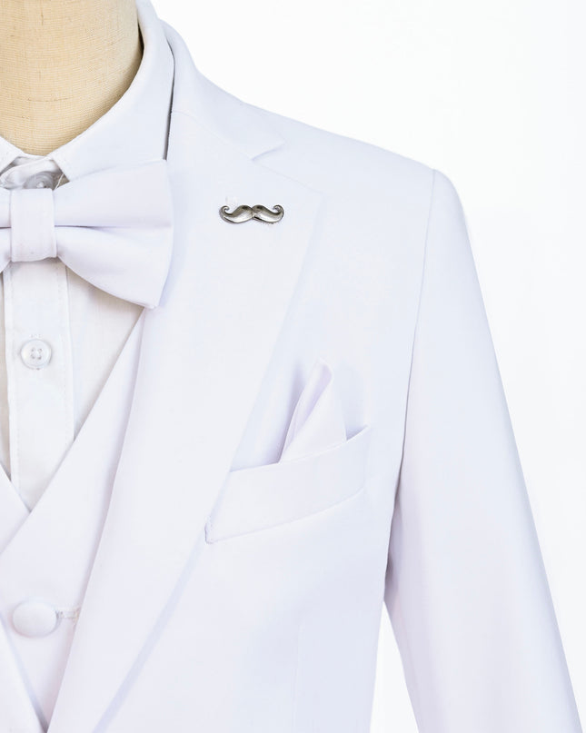 White Peak Lapel Trim Wool Suit