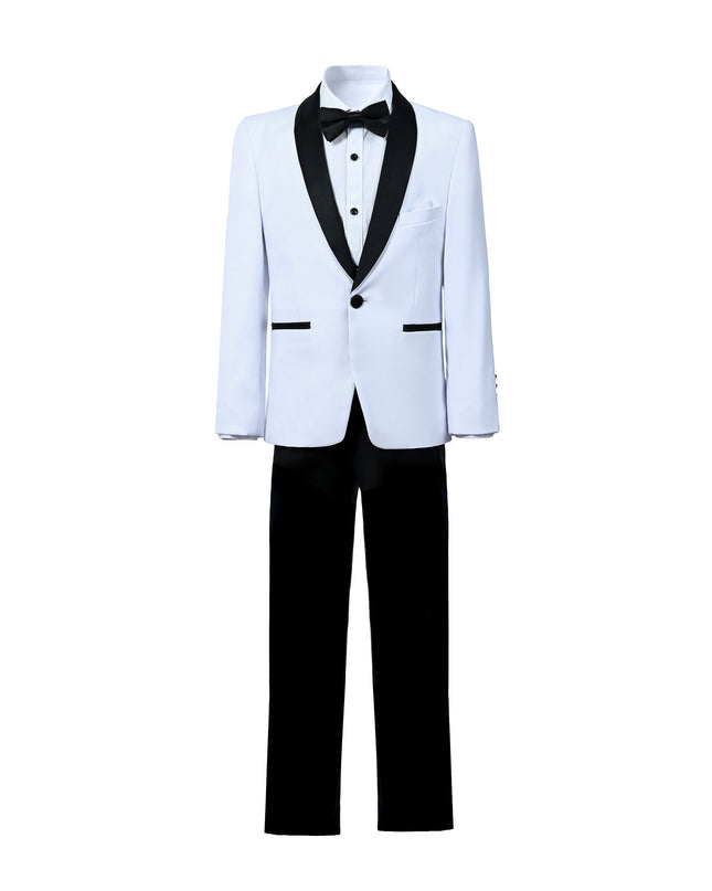 White Moustache Shawl Lapel Tuxedo Set