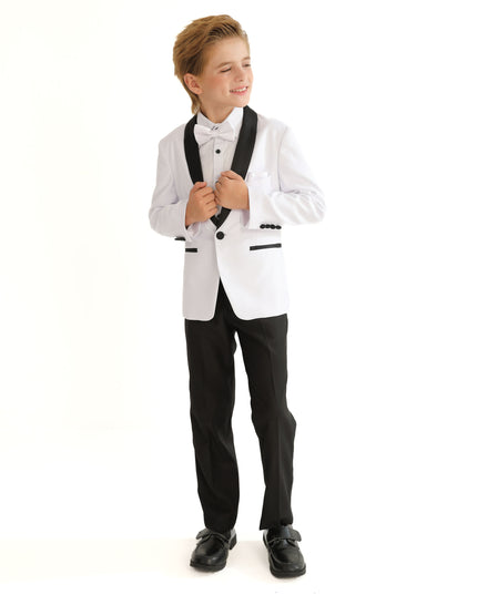 White Moustache Shawl Lapel Tuxedo Set