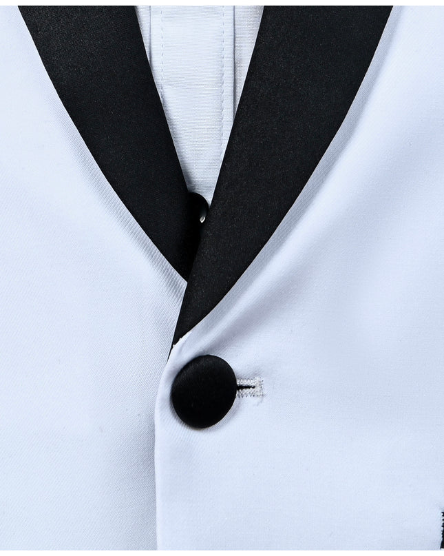 White Moustache Shawl Lapel Tuxedo Set