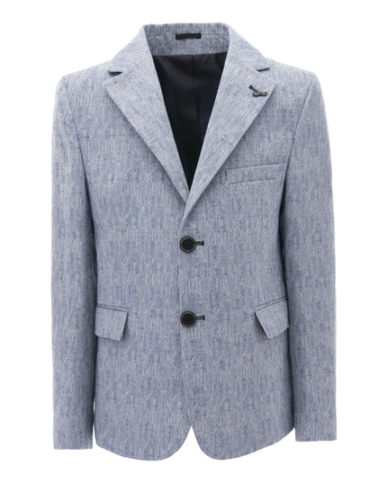 kids-atelier-moustache-Blue Tweed Peak Lapel Blazer