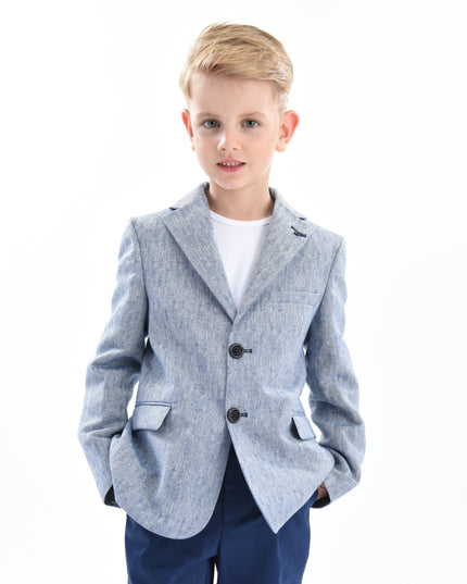 kids-atelier-moustache-Blue Tweed Peak Lapel Blazer