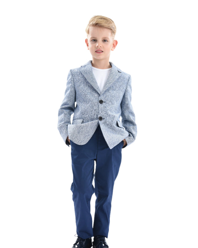 kids-atelier-moustache-Blue Tweed Peak Lapel Blazer
