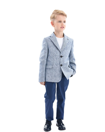 kids-atelier-moustache-Blue Tweed Peak Lapel Blazer