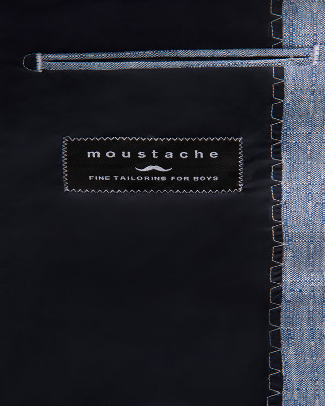 kids-atelier-moustache-Blue Tweed Peak Lapel Blazer