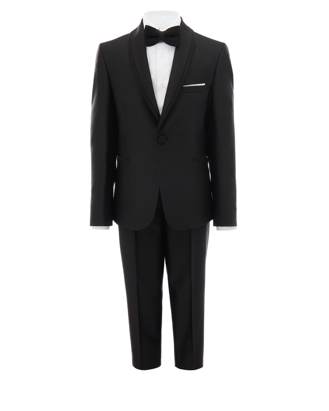 kids atelier moustache Black Glitter Trim Suit
