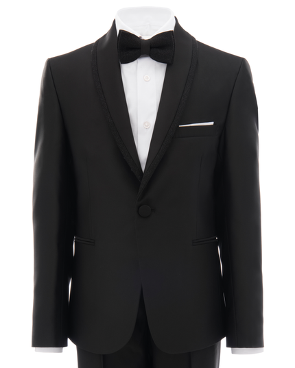 kids atelier moustache Black Glitter Trim Suit