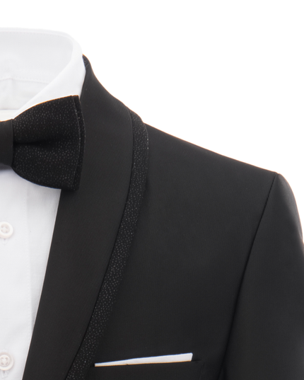 kids atelier moustache Black Glitter Trim Suit