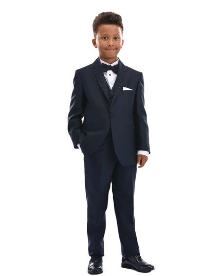 kids atelier moustache Navy Glitter Trim Suit