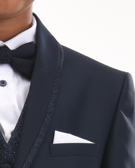 kids atelier moustache Navy Glitter Trim Suit