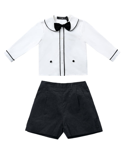 kids atelier moustache Black & White Shorts Set