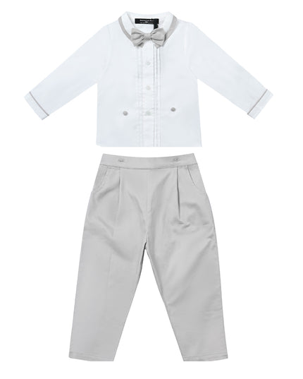 kids atelier moustache White & Grey Formal Set