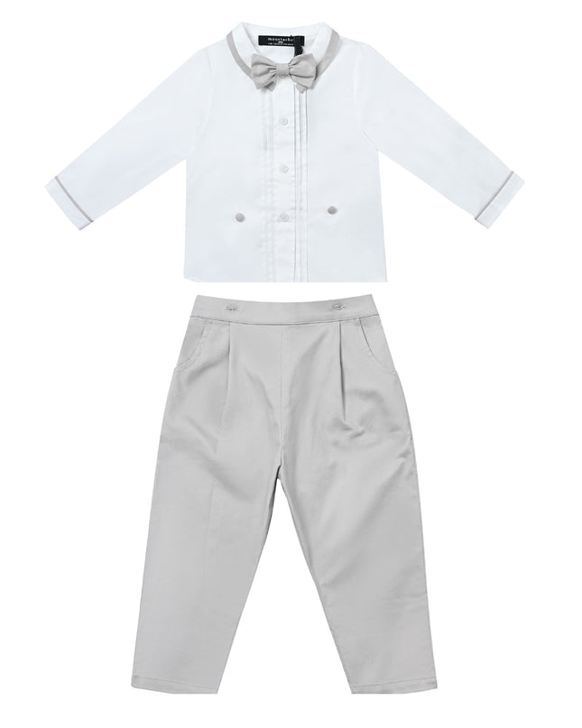kids atelier moustache White & Grey Formal Set