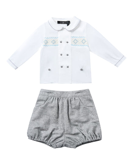 kids atelier moustache White & Grey Classic Baby Set