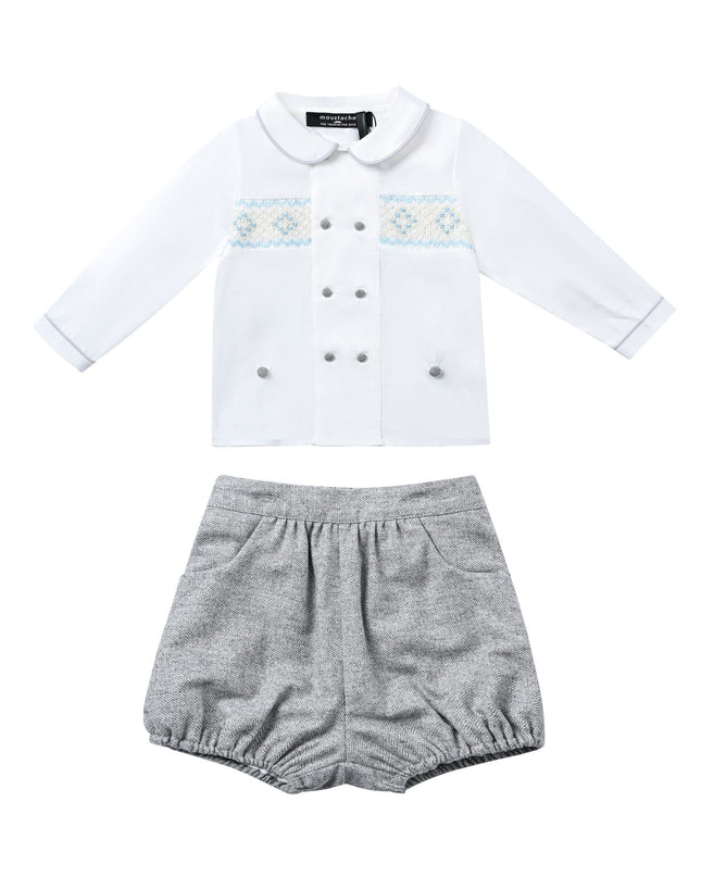 kids atelier moustache White & Grey Classic Baby Set