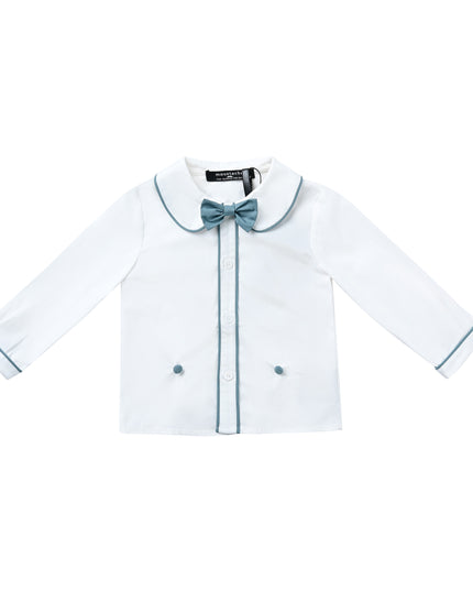 kids atelier moustache White & Teal Formal Shorts Set