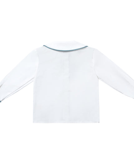 kids atelier moustache White & Teal Formal Shorts Set