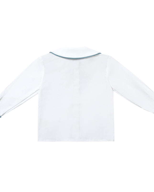 kids atelier moustache White & Teal Formal Shorts Set