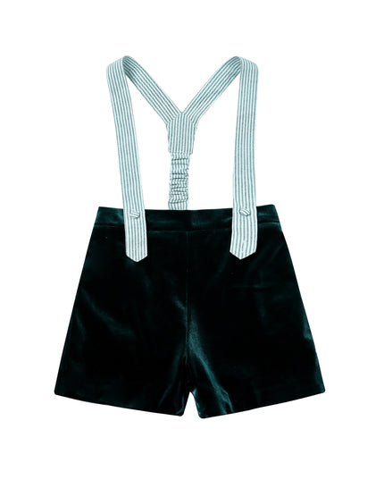 kids atelier moustache Evergreen Velvet Suspender Set