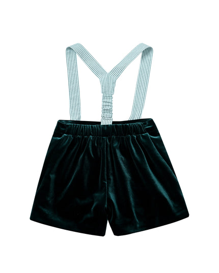 kids atelier moustache Evergreen Velvet Suspender Set