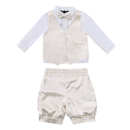kids atelier moustache Cream Satin Formal Set
